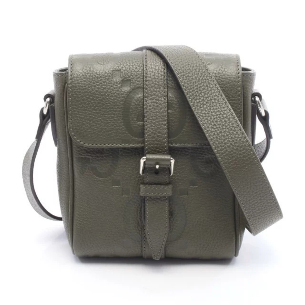 Gucci Messenger Bag Jumbo GG Shoulder Leather Khaki Green